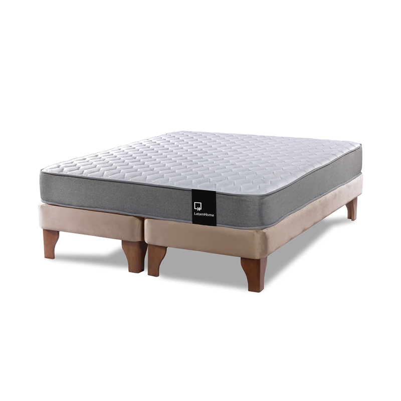 CAMA EUROPEA LATAM HOME ZEN BEST TELA VELVET BEIGE 2 PLAZAS - 1