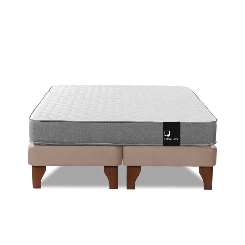CAMA EUROPEA LATAM HOME ZEN BEST TELA VELVET BEIGE 2 PLAZAS - 2