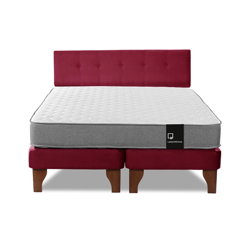 CAMA EUROPEA LATAM HOME ZEN BEST TELA VELVET BURDEO 2 PLAZAS + RESPALDO - 2