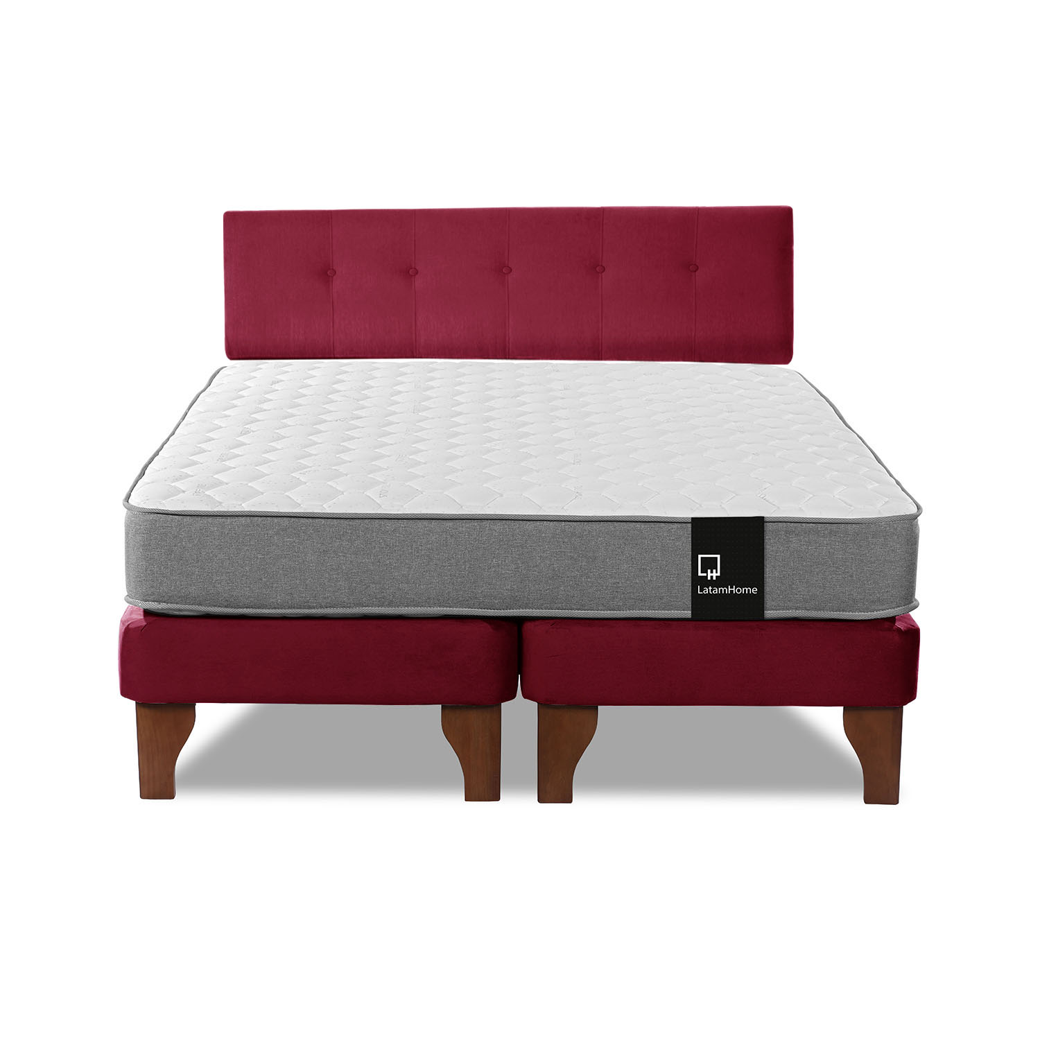 CAMA EUROPEA LATAM HOME ZEN BEST TELA VELVET BURDEO 2 PLAZAS + RESPALDO - 2