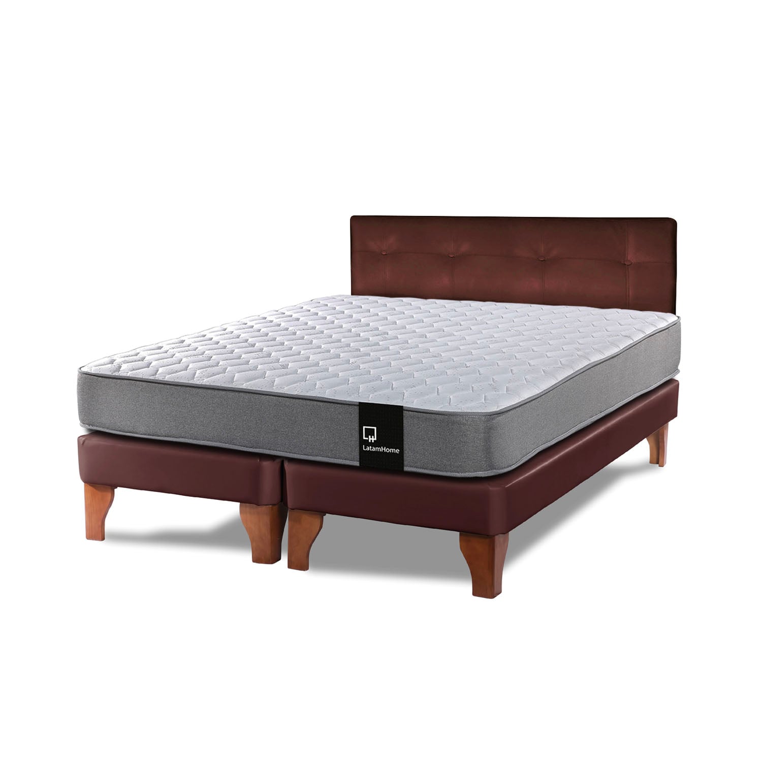 CAMA EUROPEA LATAM HOME ZEN BEST TELA PU CHOCOLATE 2 PLAZAS + RESPALDO - 1