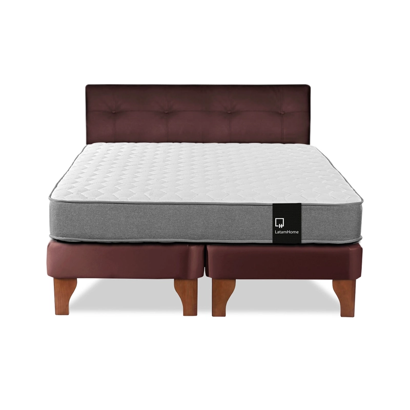 CAMA EUROPEA LATAM HOME ZEN BEST TELA PU CHOCOLATE 2 PLAZAS + RESPALDO - 2
