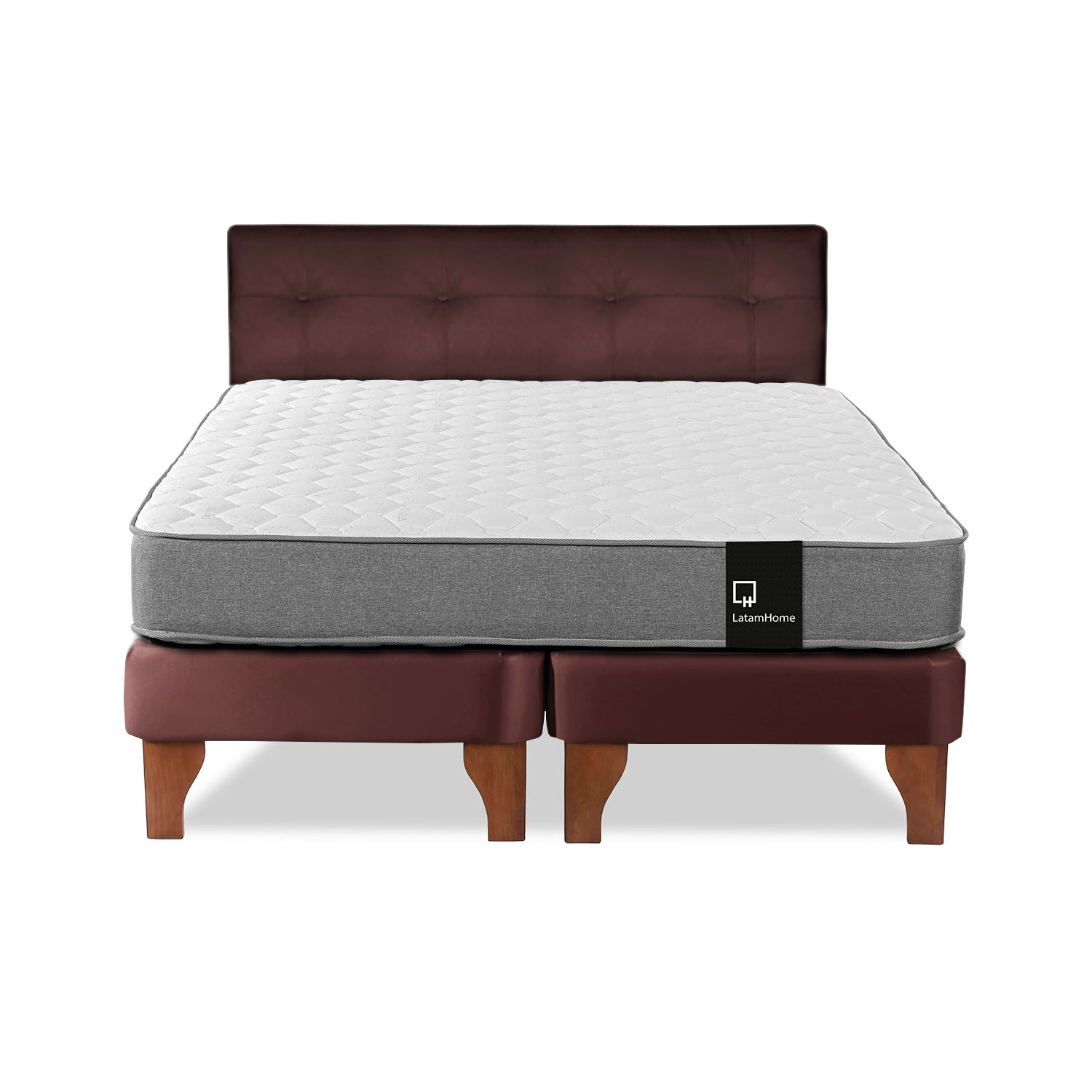 CAMA EUROPEA LATAM HOME ZEN BEST TELA PU CHOCOLATE 2 PLAZAS + RESPALDO - 2