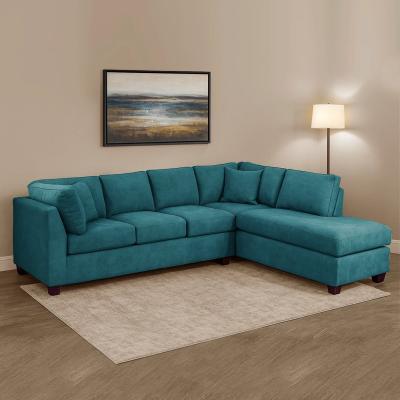 SOFÁ SECCIONAL LATAM HOME PADUA DERECHO 5 CUERPOS AZUL PETROLEO TELA VELVET - 1