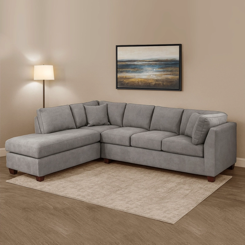 SOFÁ SECCIONAL LATAM HOME PADUA IZQUIERDO 5 CUERPOS GRIS TELA VELVET - 1
