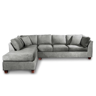 SOFÁ SECCIONAL LATAM HOME PADUA IZQUIERDO 5 CUERPOS GRIS TELA VELVET - 1