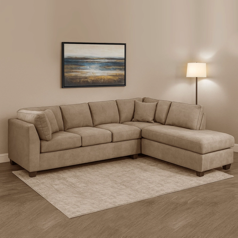 SOFÁ SECCIONAL LATAM HOME PADUA DERECHO 5 CUERPOS BEIGE TELA VELVET - 1