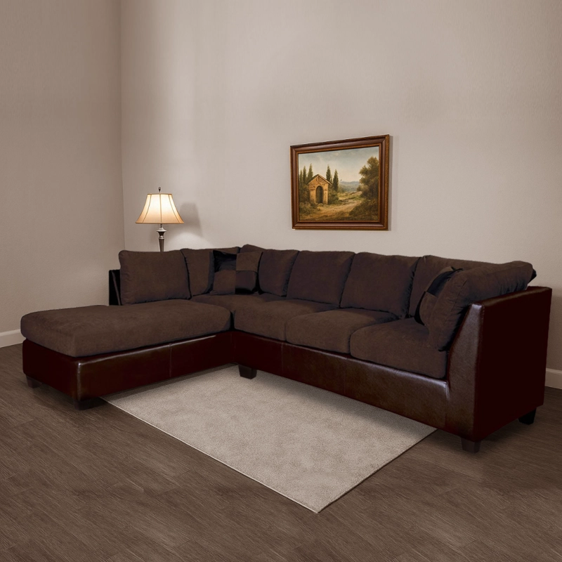 SOFÁ SECCIONAL LATAM HOME PADUA IZQUIERDO 5 CUERPOS CHOCOLATE TELA VELVET - 1
