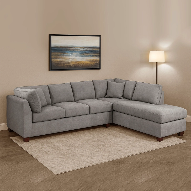 SOFÁ SECCIONAL LATAM HOME PADUA DERECHO 5 CUERPOS GRIS TELA VELVET - 1