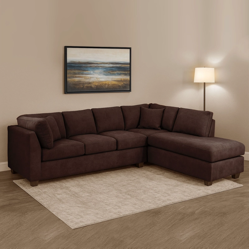 SOFÁ SECCIONAL LATAM HOME PADUA DERECHO 5 CUERPOS CHOCOLATE TELA VELVET - 1