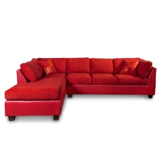 SOFÁ SECCIONAL LATAM HOME PADUA IZQUIERDO 5 CUERPOS BURDEO TELA VELVET ROJO - 1