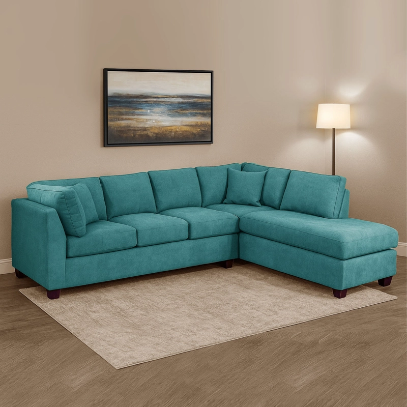 SOFÁ SECCIONAL LATAM HOME PADUA DERECHO 5 CUERPOS TURQUESA TELA VELVET - 1