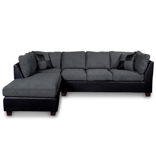 SOFÁ SECCIONAL LATAM HOME PADUA IZQUIERDO 5 CUERPOS GRIS TELA VELVET NEGRO - 1