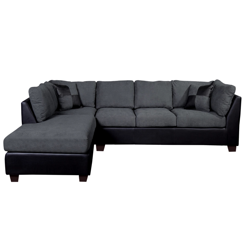 SOFÁ SECCIONAL LATAM HOME PADUA IZQUIERDO 5 CUERPOS GRIS TELA VELVET NEGRO - 2