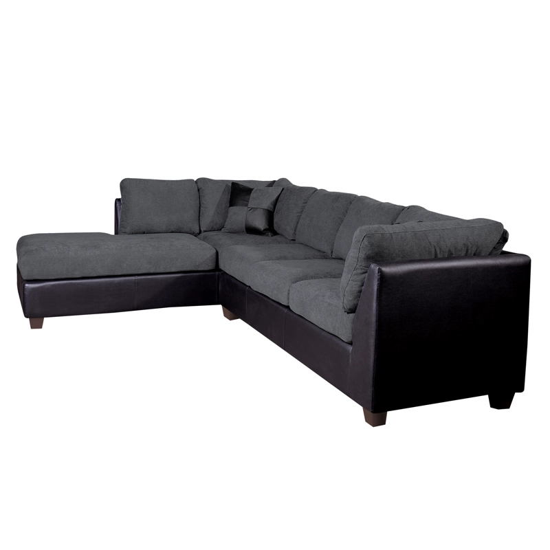SOFÁ SECCIONAL LATAM HOME PADUA IZQUIERDO 5 CUERPOS GRIS TELA VELVET NEGRO - 3