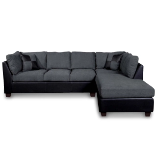 SECCIONAL PADUA DER PU NEGRO/TELA VELVET GRIS | Gris | Derecho - 1
