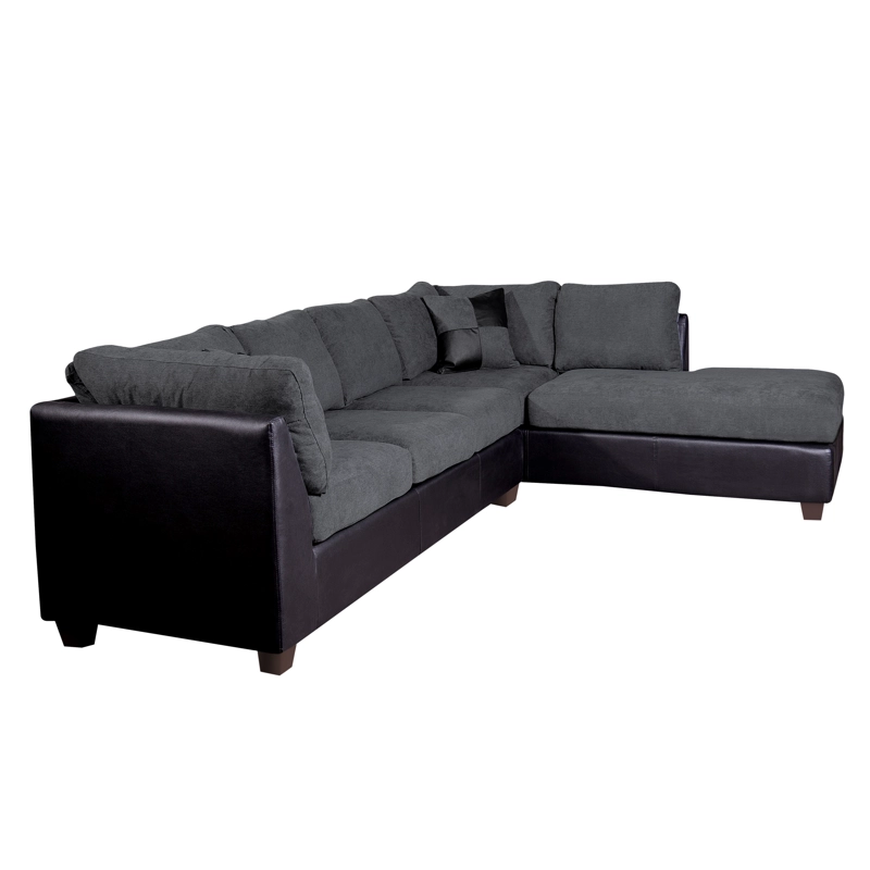SOFÁ SECCIONAL LATAM HOME PADUA DERECHO 5 CUERPOS GRIS TELA VELVET NEGRO - 3