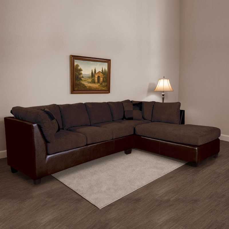 SOFÁ SECCIONAL LATAM HOME PADUA DERECHO 5 CUERPOS CHOCOLATE TELA VELVET - 1