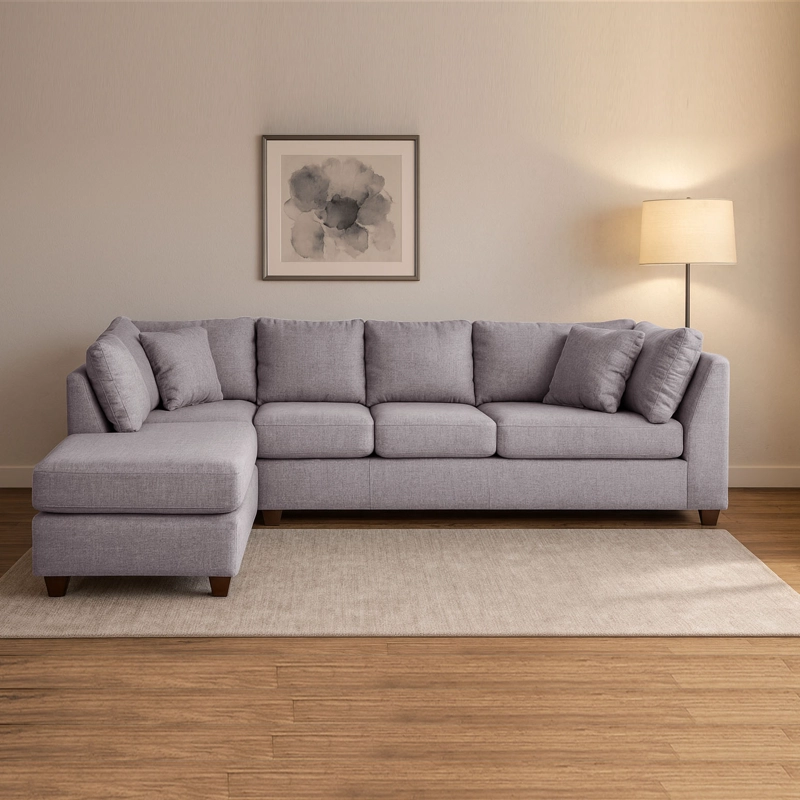 SOFÁ SECCIONAL LATAM HOME PADUA IZQUIERDO 5 CUERPOS LINO GRIS CLARO - 1