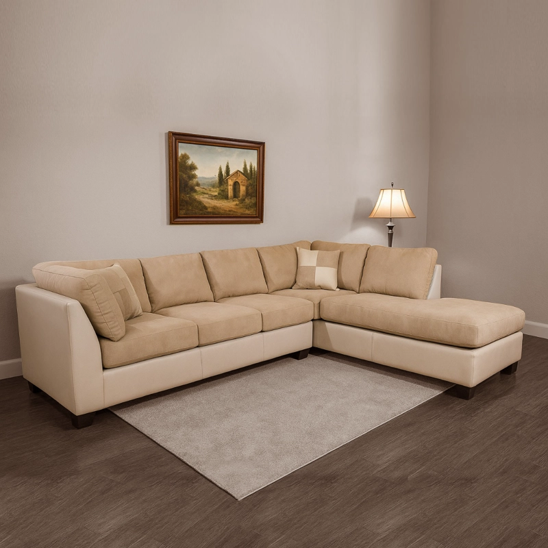 SOFÁ SECCIONAL LATAM HOME PADUA DERECHO 5 CUERPOS BEIGE TELA VELVET - 1
