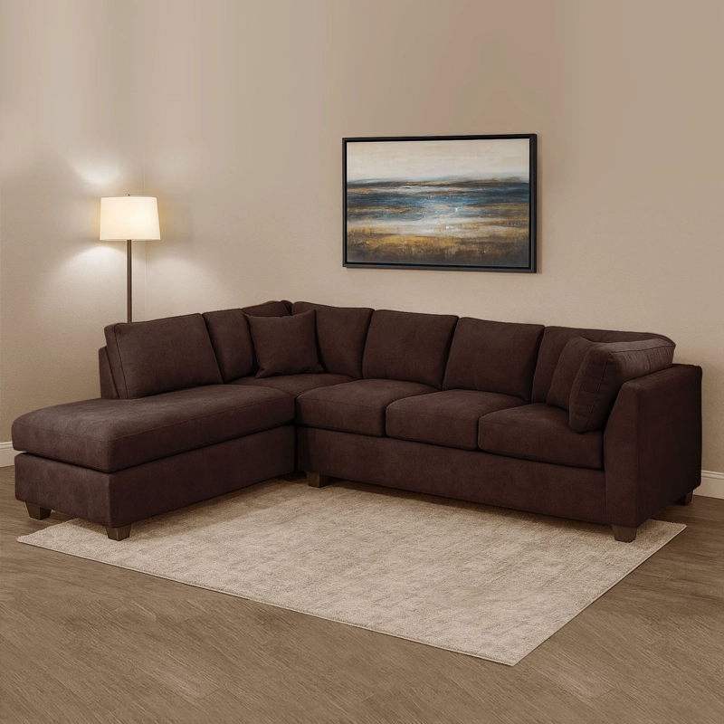 SOFÁ SECCIONAL LATAM HOME PADUA IZQUIERDO 5 CUERPOS CHOCOLATE TELA VELVET - 1