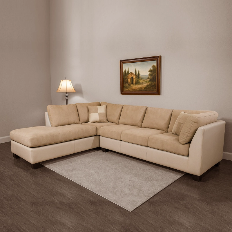 SOFÁ SECCIONAL LATAM HOME PADUA IZQUIERDO 5 CUERPOS BEIGE TELA VELVET - 1