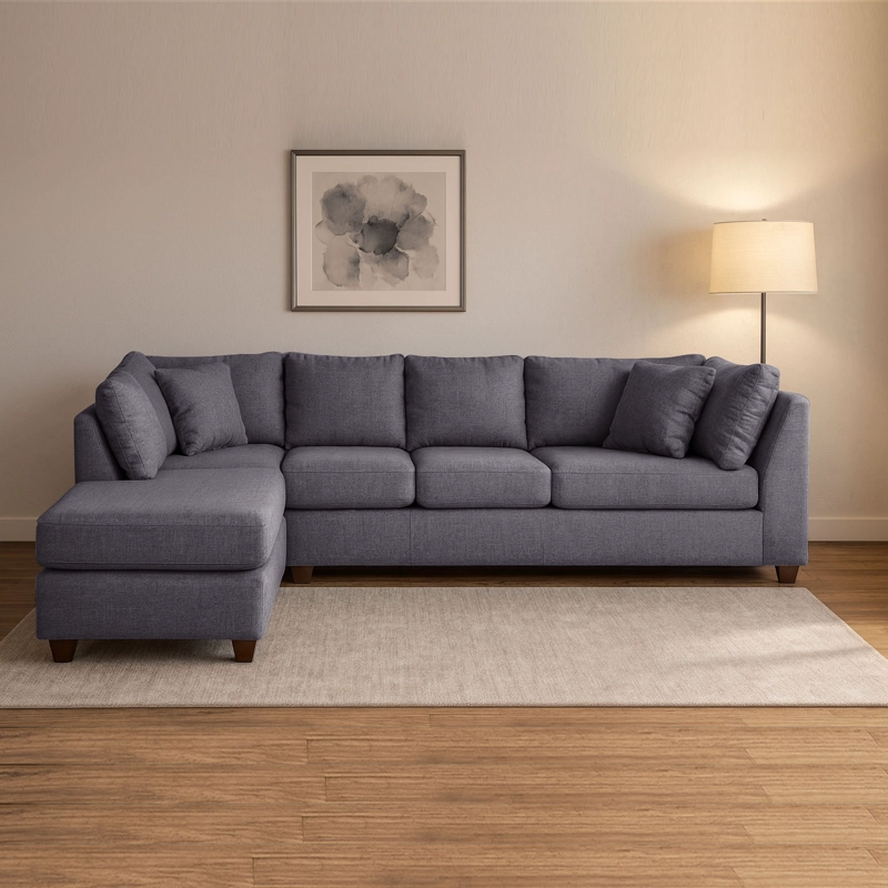 SOFÁ SECCIONAL LATAM HOME PADUA IZQUIERDO 5 CUERPOS LINO GRIS OSCURO - 1