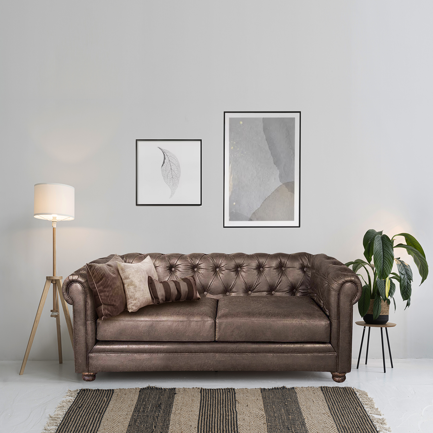 SOFA LATAM HOME FLORENCIA 2 CUERPOS CUERO COLORADO MARRON - 1