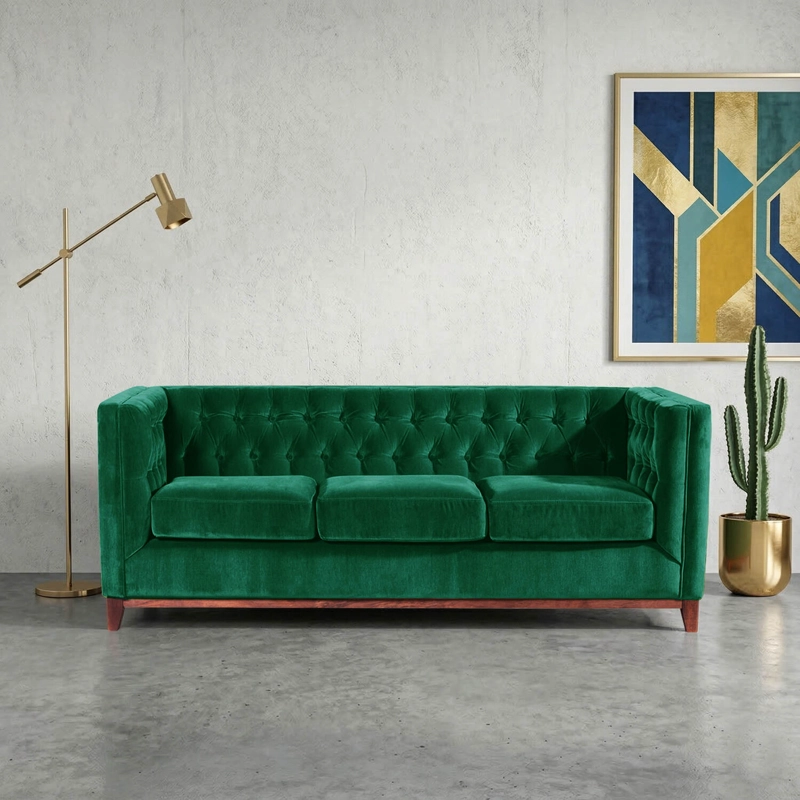 SOFA LATAM HOME ROMA 3 CUERPOS VERDE VELVET - 1