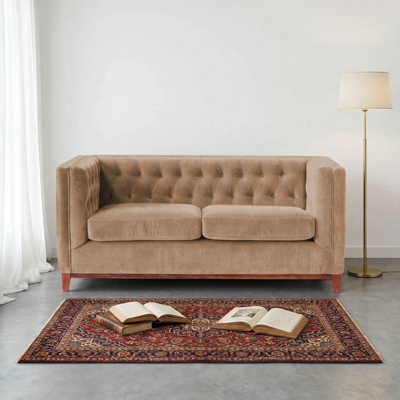 SOFA LATAM HOME ROMA 2 CUERPOS BEIGE TELA VELVET - 1