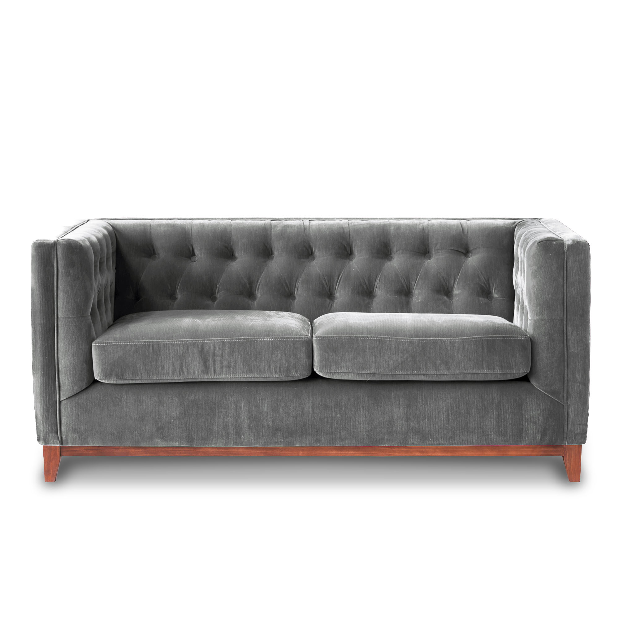 SOFA LATAM HOME ROMA 2 CUERPOS GRIS TELA VELVET - 1