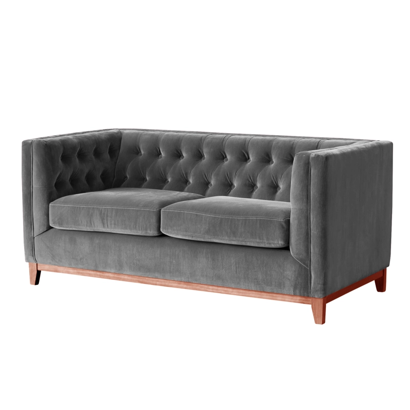 SOFA LATAM HOME ROMA 2 CUERPOS GRIS TELA VELVET - 2