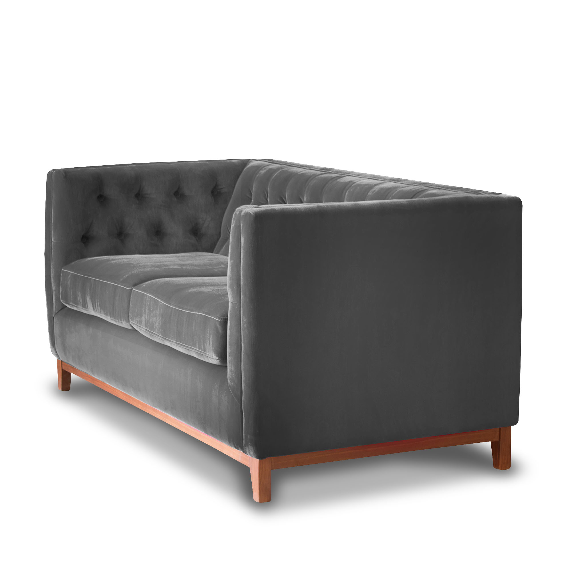 SOFA LATAM HOME ROMA 2 CUERPOS GRIS TELA VELVET - 2
