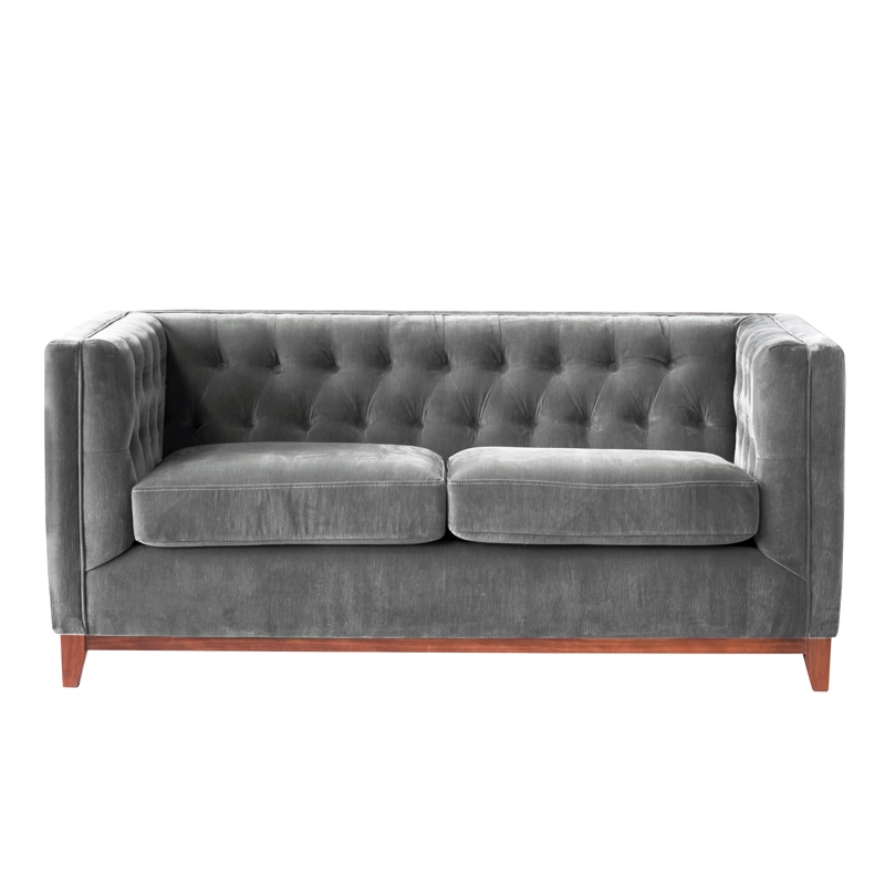 SOFA LATAM HOME ROMA 2 CUERPOS GRIS TELA VELVET - 3