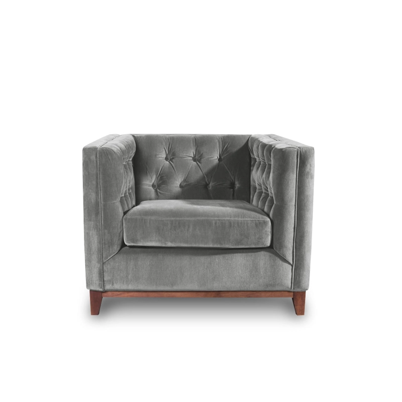 SOFA LATAM HOME ROMA 1 CUERPO GRIS TELA VELVET - 1