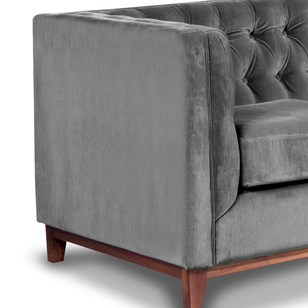 SOFA LATAM HOME ROMA 1 CUERPO GRIS TELA VELVET - 2