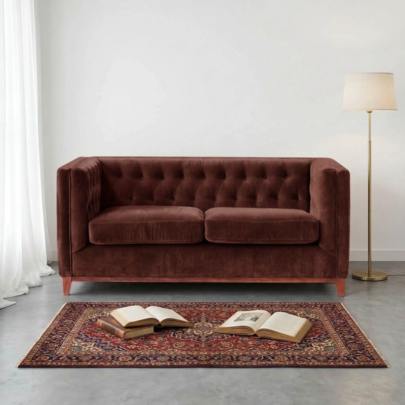 SOFA LATAM HOME ROMA 2 CUERPOS CHOCOLATE TELA VELVET - 1