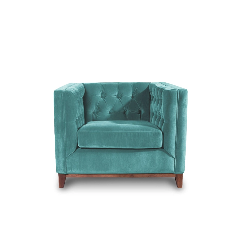 SOFA LATAM HOME ROMA 1 CUERPO TURQUESA TELA VELVET - 1