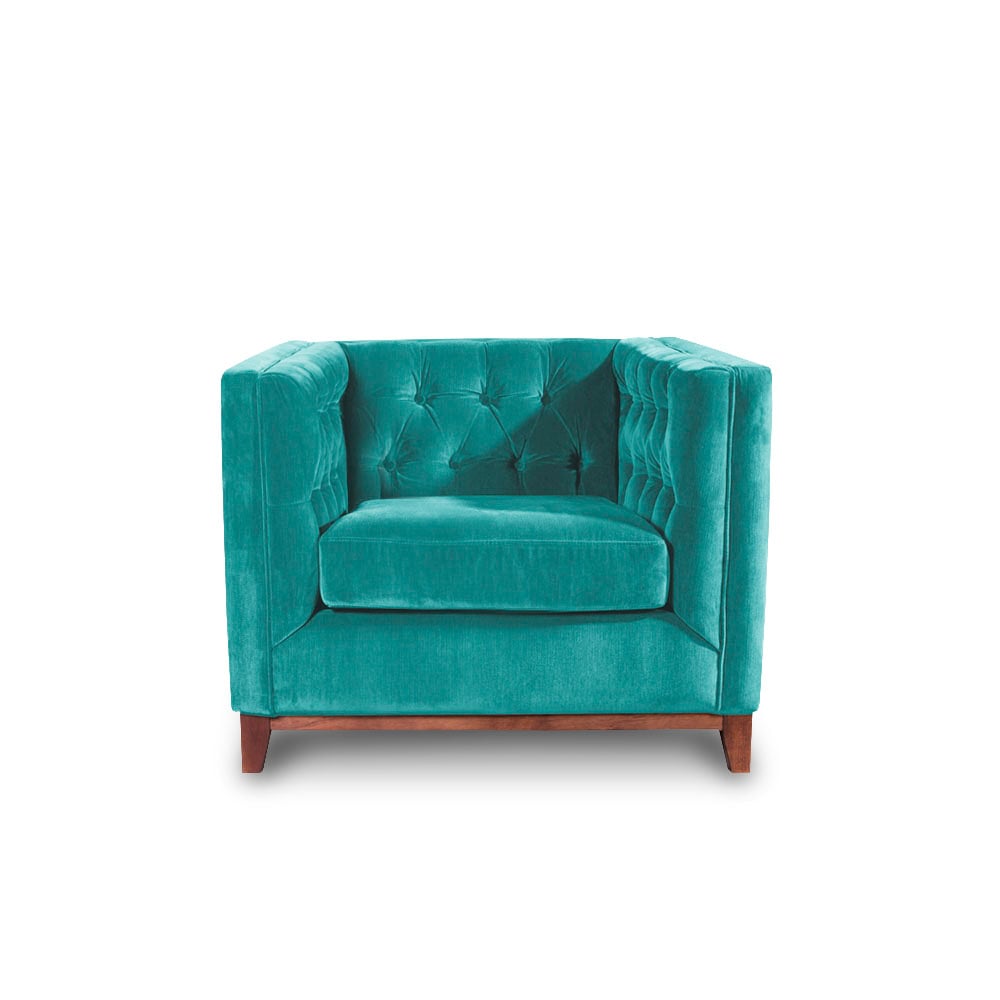 SOFA LATAM HOME ROMA 1 CUERPO TURQUESA TELA VELVET - 1