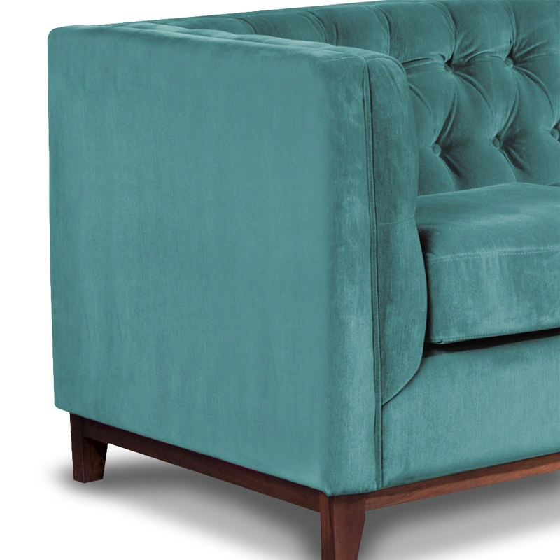SOFA LATAM HOME ROMA 1 CUERPO TURQUESA TELA VELVET - 2