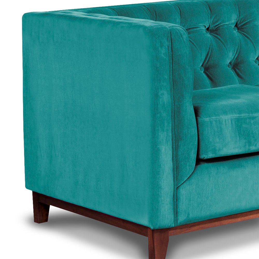 SOFA LATAM HOME ROMA 1 CUERPO TURQUESA TELA VELVET - 2