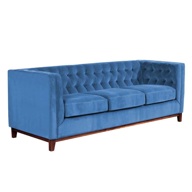 SOFA LATAM HOME ROMA 3 CUERPOS AZUL PETROLEO VELVET - 2