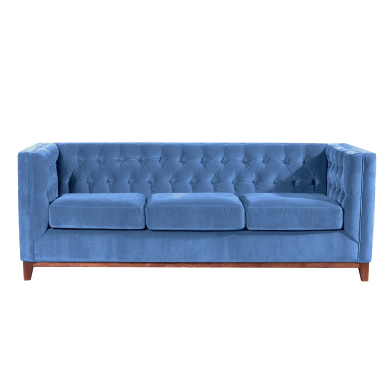 SOFA LATAM HOME ROMA 3 CUERPOS AZUL PETROLEO VELVET - 3