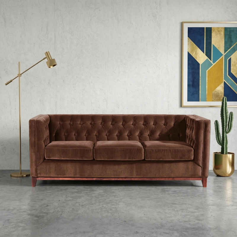 SOFA LATAM HOME ROMA 3 CUERPOS CHOCOLATE VELVET - 1
