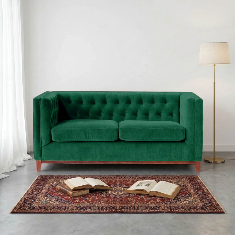SOFA LATAM HOME ROMA 2 CUERPOS VERDE TELA VELVET - 1