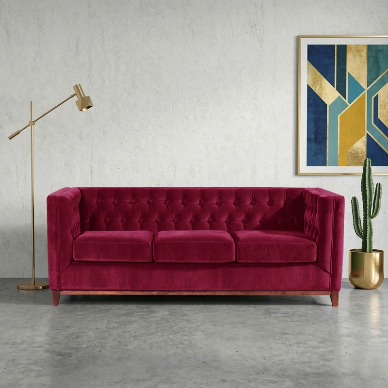SOFA LATAM HOME ROMA 3 CUERPOS BURDEO VELVET - 1