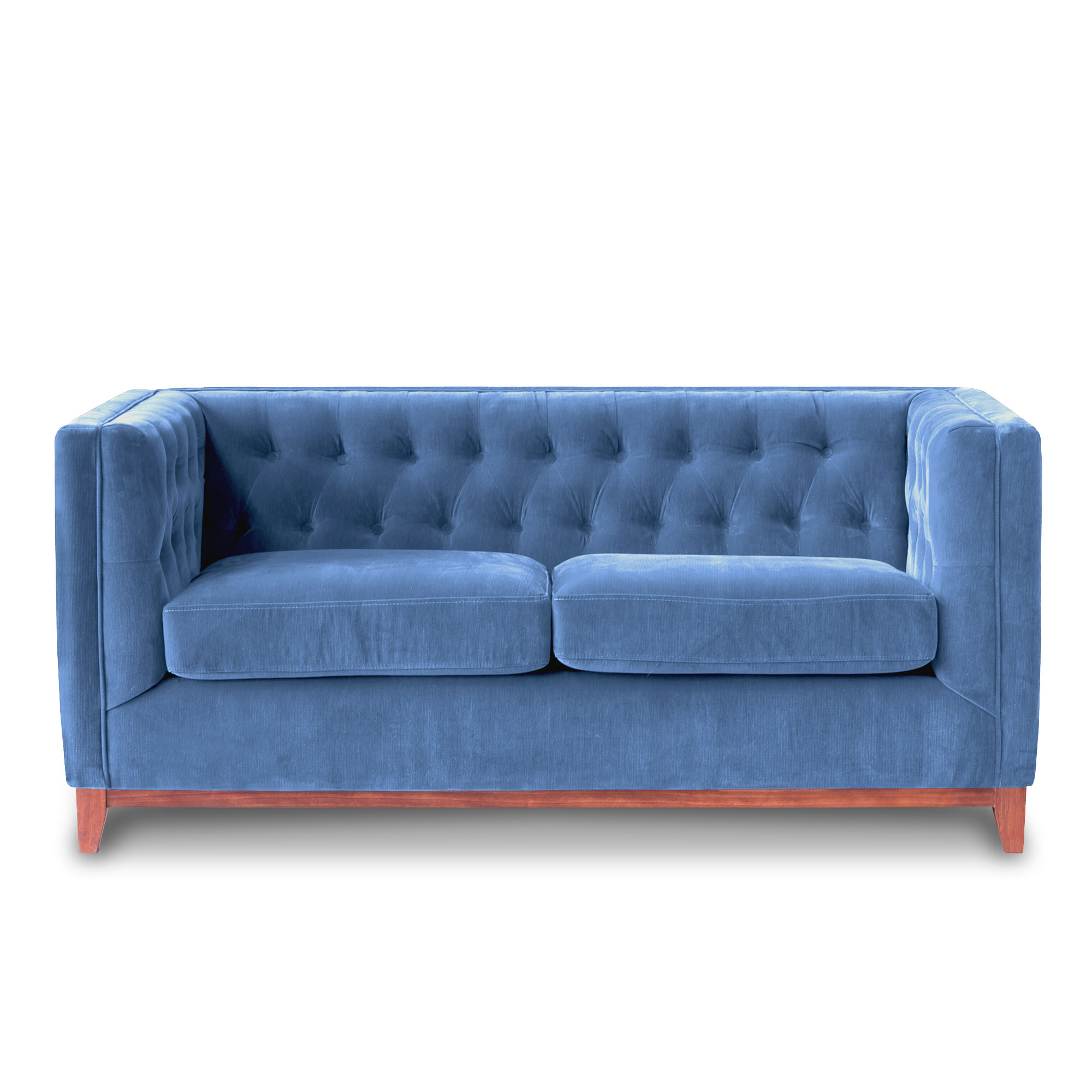 SOFA LATAM HOME ROMA 2 CUERPOS AZUL PETROLEO TELA VELVET - 1