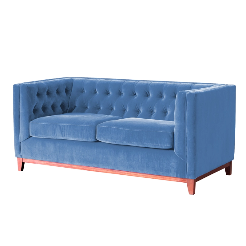 SOFA LATAM HOME ROMA 2 CUERPOS AZUL PETROLEO TELA VELVET - 2
