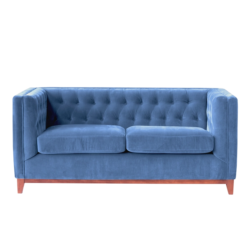 SOFA LATAM HOME ROMA 2 CUERPOS AZUL PETROLEO TELA VELVET - 3