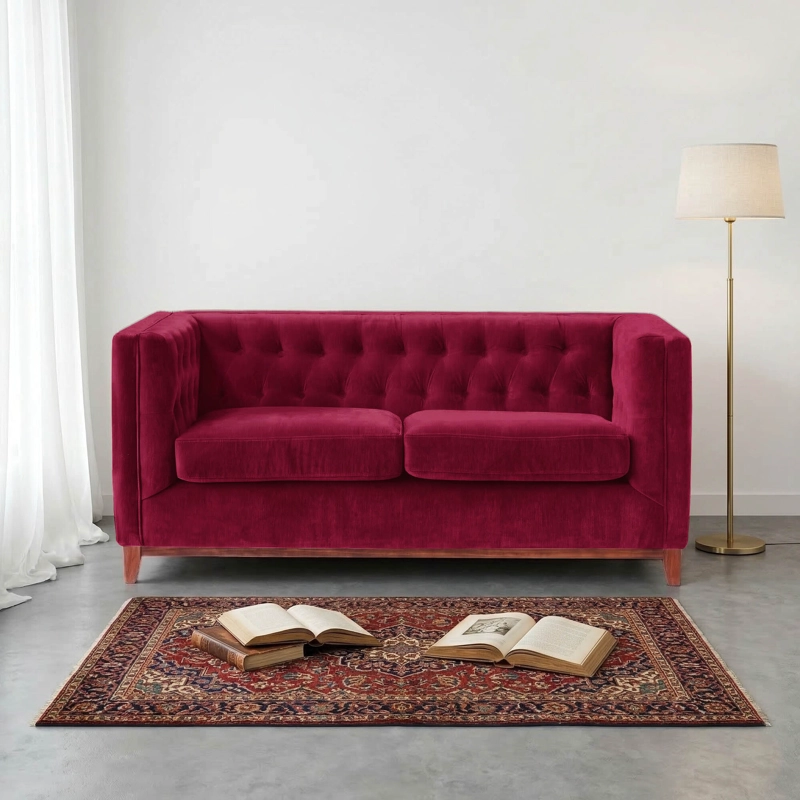 SOFA LATAM HOME ROMA 2 CUERPOS BURDEO TELA VELVET - 1
